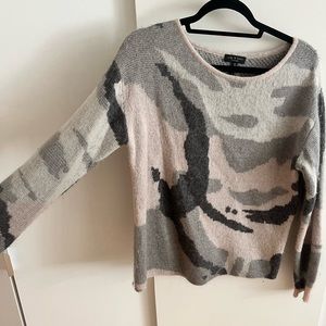 Rag & Bone Camo Grey Sweater with Pink Trim